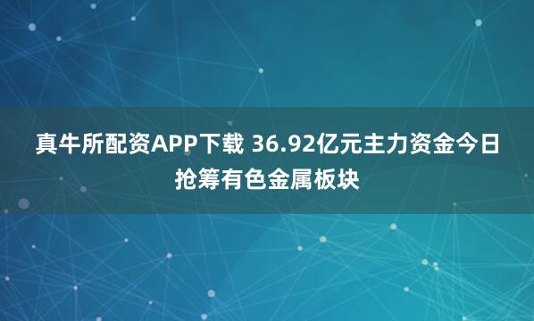 真牛所配资APP下载 36.92亿元主力资金今日抢筹有色金属板块